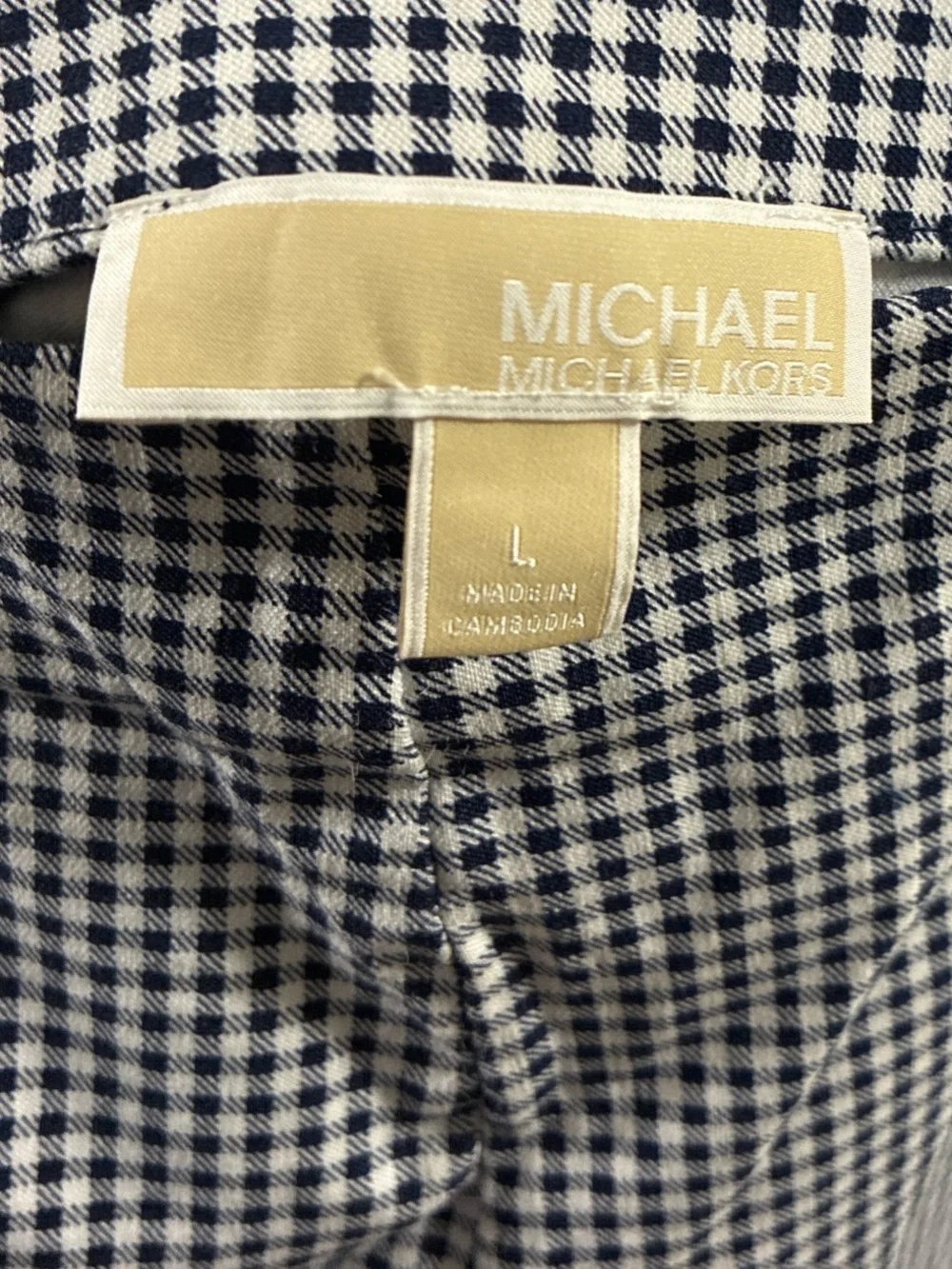 Michael Kors Black and White Gingham Slim Pencil Pants